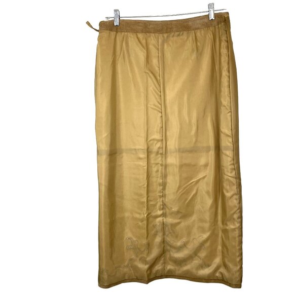 VTG Womens 14 Tan Margaret Godfrey Suede Western Boho Skirt Embroidered Hem NWT - Picture 11 of 11
